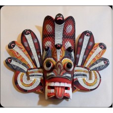 Hand Carved Wood Wall Art Decor Tiki Devil Sri Lankan Cobra Mask Sculpture 8"   273334166715